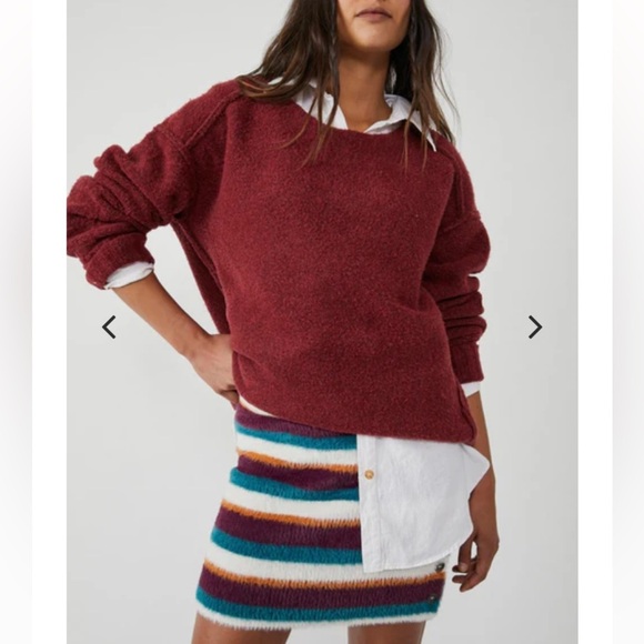 NWT Free People Ciara Sweater Mini Buttoned Striped Fig Jam Skirt Size Small - Picture 5 of 11